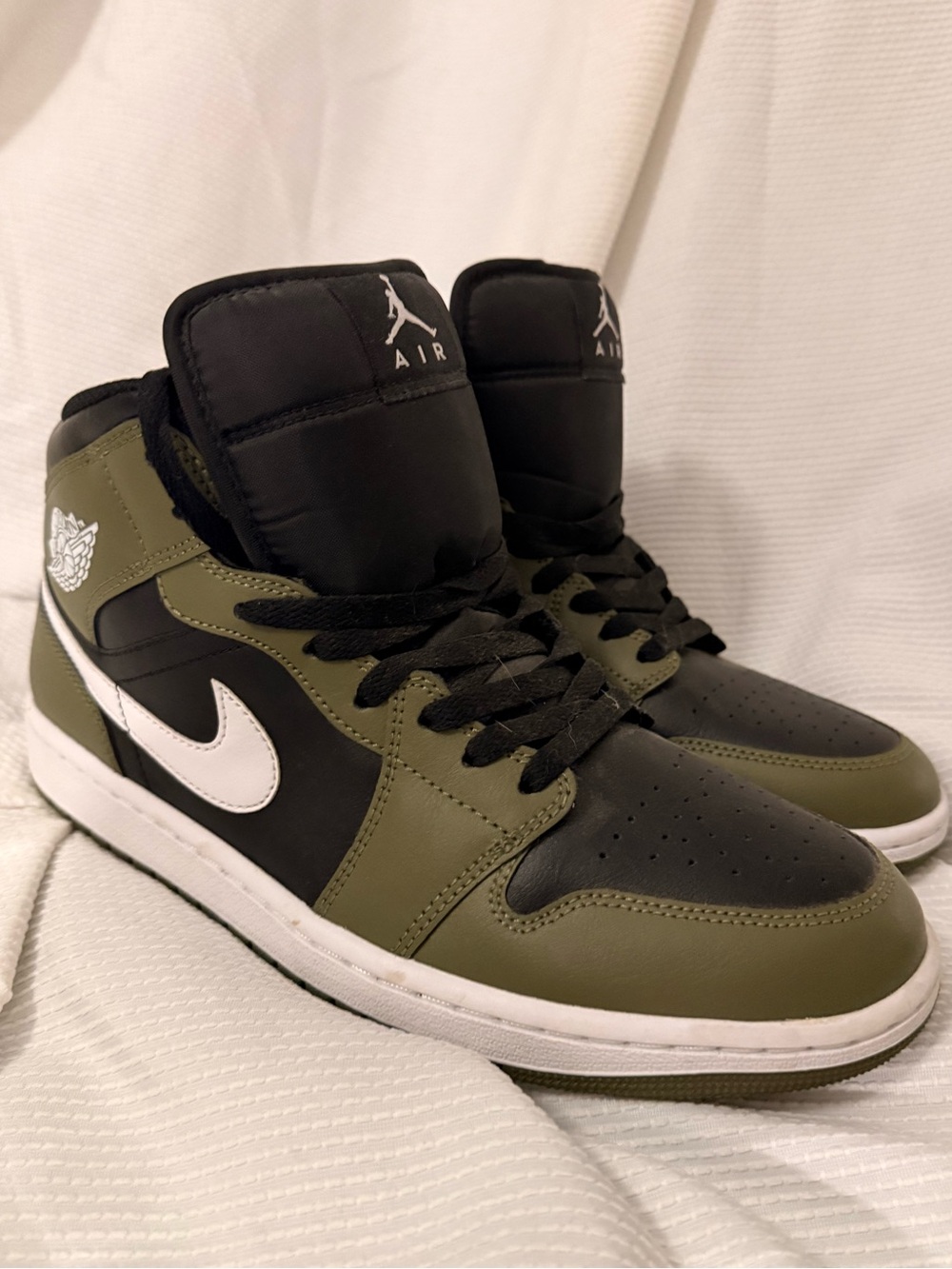 Nike Air Jordan 1 Mid Men’s Sneakers - Olive Green/Black/White
